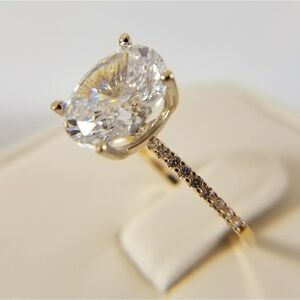 4ct Oval 14k Solid Gold Engagement Ring